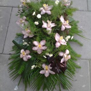 Wiązanka pogrzebowa z różowych orchidei
